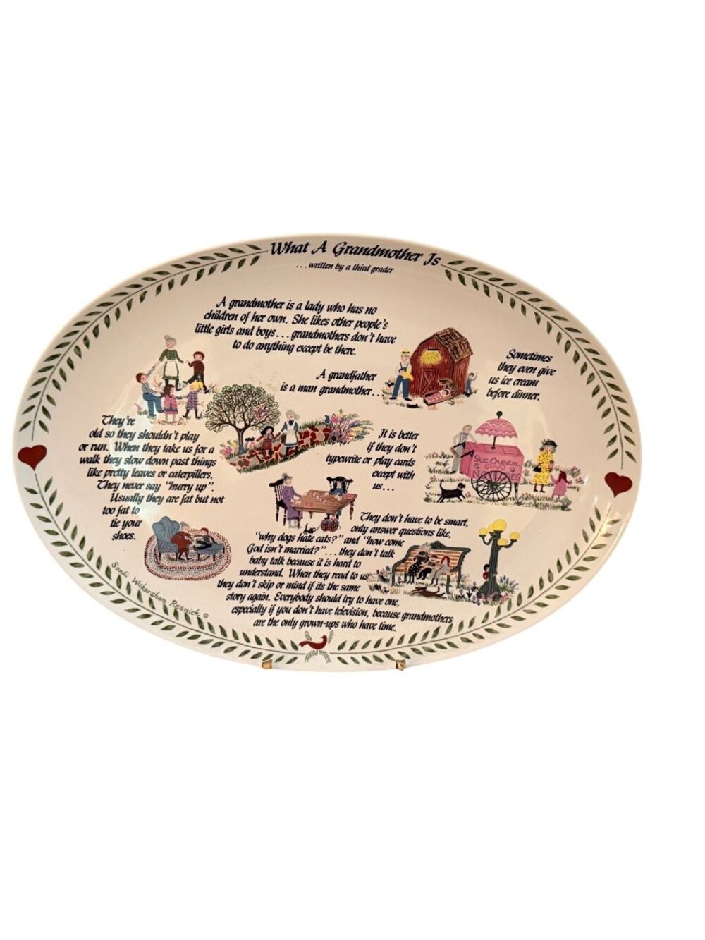 Vintage 1983 Red Plate Co What A Grandmother Is Platter Sandi Resnick 14.5"